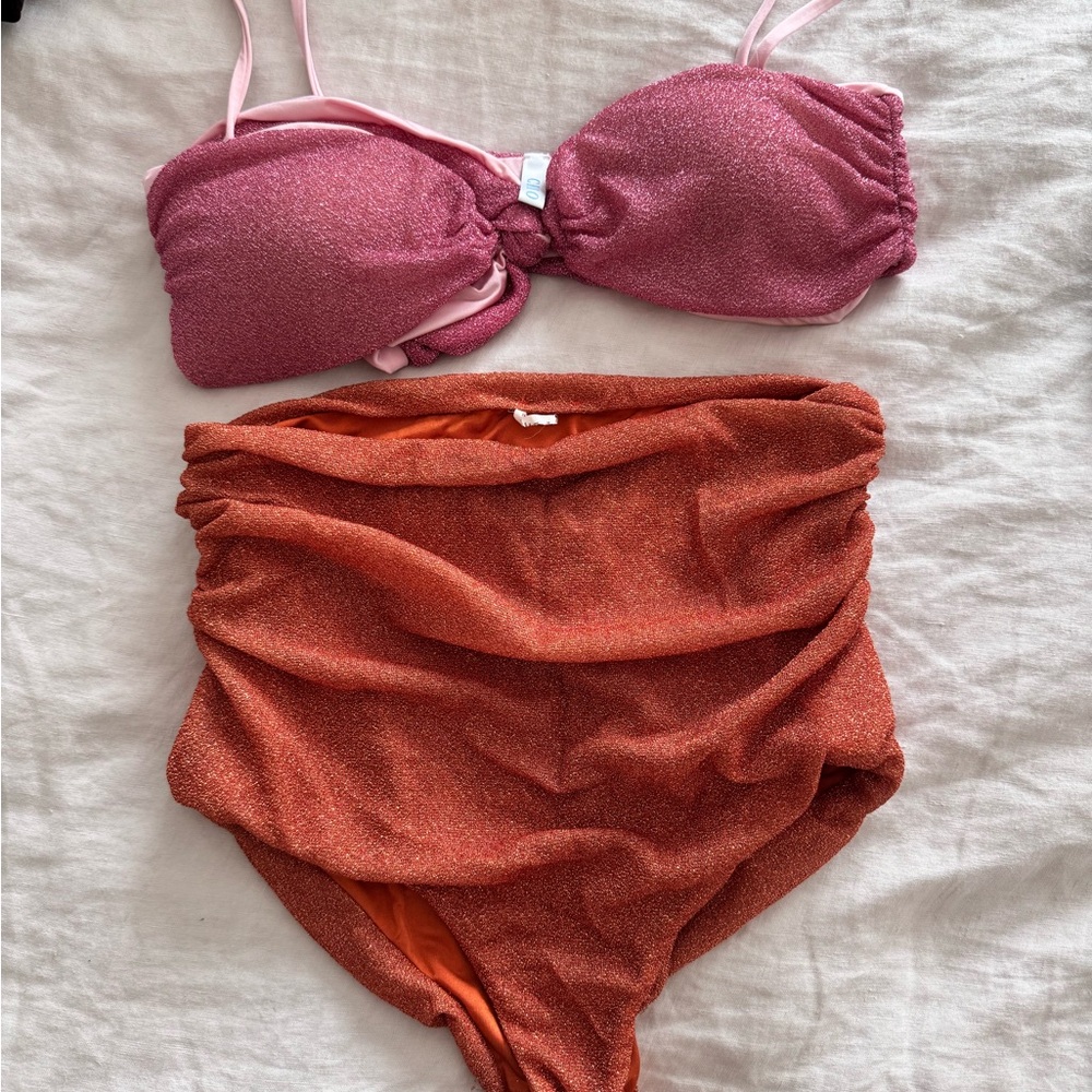 CHIO x Revolve Metallic Bikini Set – Orange & Pink (Size M) - Picture 2 of 4